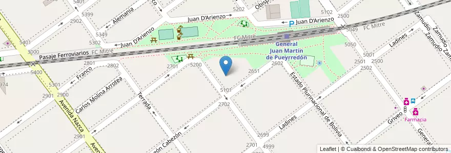Mapa de ubicacion de Centro Educativo de Nivel Primario 13 - Centro de Día 08, Villa Pueyrredon en Argentine, Ciudad Autónoma De Buenos Aires, Comuna 12, Buenos Aires.