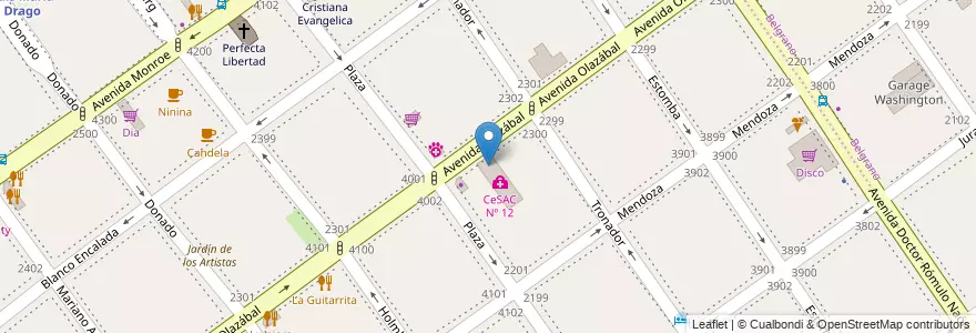 Mapa de ubicacion de Centro Educativo de Nivel Primario 49 - CeSAC 12 H° Pirovano, Villa Urquiza en Argentinië, Ciudad Autónoma De Buenos Aires, Comuna 12, Buenos Aires.