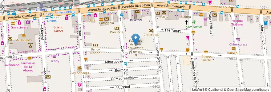 Mapa de ubicacion de Centro Educativo de Nivel Secundario 05 (anexo 1), Liniers en 아르헨티나, Ciudad Autónoma De Buenos Aires, Comuna 9, 부에노스아이레스.
