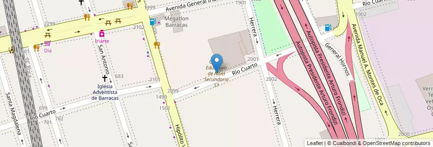 Mapa de ubicacion de Centro Educativo de Nivel Secundario 51, Barracas en Argentinië, Ciudad Autónoma De Buenos Aires, Partido De Avellaneda, Comuna 4, Buenos Aires.