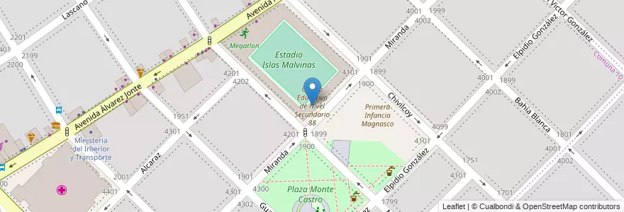Mapa de ubicacion de Centro Educativo de Nivel Secundario 88, Monte Castro en アルゼンチン, Ciudad Autónoma De Buenos Aires, ブエノスアイレス, Comuna 10, Comuna 11.