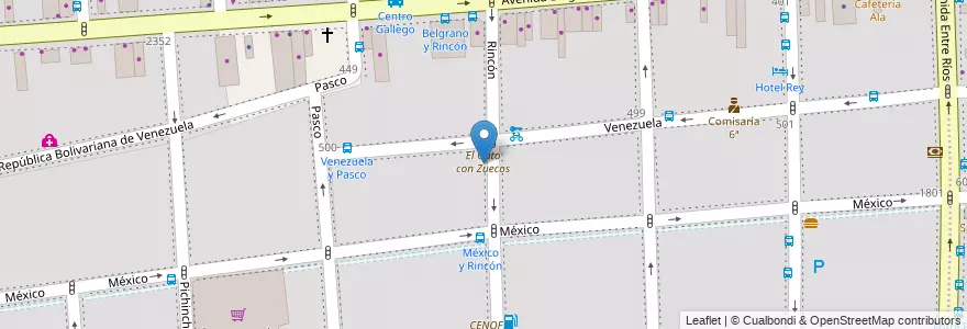 Mapa de ubicacion de Centro Educativo Infantil El Gato con Zuecos, Balvanera en Argentine, Ciudad Autónoma De Buenos Aires, Comuna 3, Buenos Aires.