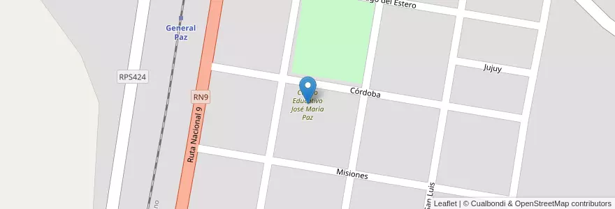 Mapa de ubicacion de Centro Educativo José María Paz en Argentine, Córdoba, Departamento Colón, Comuna De Estación General Paz, Pedanía Constitución.