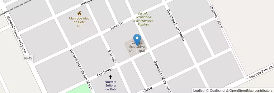 Mapa de ubicacion de Centro Educativo Municipal en Argentinien, Chaco, Departamento Tapenagá, Municipio De Cote Lai, Cote Lai.