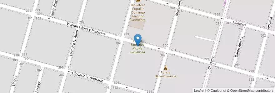 Mapa de ubicacion de Centro Educativo Nicolás Avellaneda en Argentinien, Provinz Córdoba, Departamento Río Cuarto, Pedanía Río Cuarto, Municipio De Río Cuarto, Río Cuarto.