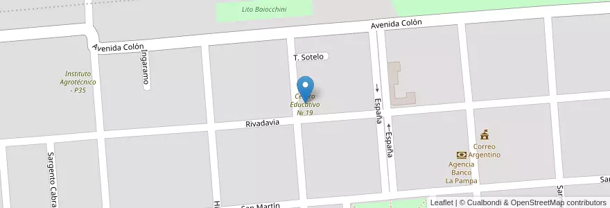 Mapa de ubicacion de Centro Educativo № 19 en 阿根廷, La Pampa, Departamento Rancul, Municipio De Rancul.