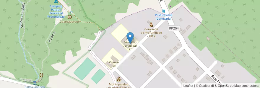 Mapa de ubicacion de Centro Educativo Polimodal 31 en アルゼンチン, ミシオネス州, Departamento Candelaria, Municipio De Profundidad, Profundidad.