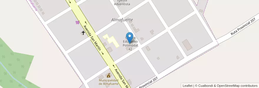 Mapa de ubicacion de Centro Educativo Polimodal 42 en Arjantin, Misiones, Departamento Leandro N. Alem, Municipio De Almafuerte, Almafuerte.