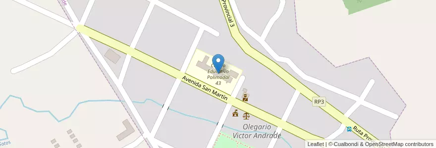 Mapa de ubicacion de Centro Educativo Polimodal 43 en 阿根廷, Misiones, Departamento Leandro N. Alem, Municipio De Olegario Víctor Andrade, Olegario Víctor Andrade.