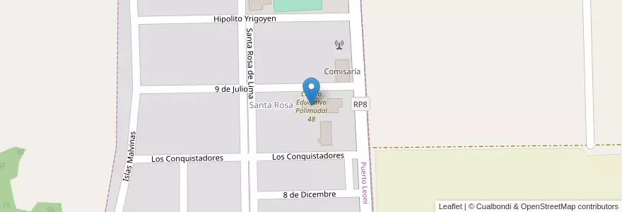 Mapa de ubicacion de Centro Educativo Polimodal 48 en アルゼンチン, ミシオネス州, Departamento Libertador General San Martín, Municipio De Puerto Leoni, Puerto Leoni.