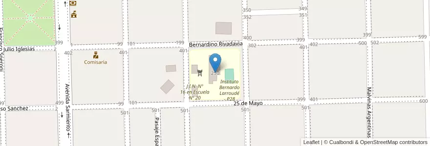 Mapa de ubicacion de Centro Educativo Programa Especial Nº 78 en 아르헨티나, La Pampa, Departamento Chapaleufú, Municipio De Bernardo Larroudé.