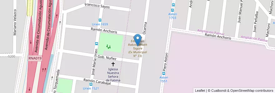 Mapa de ubicacion de Centro Educativo Rabindranath Tagore (Ex Municipal N° 33) en Argentinien, Provinz Córdoba, Departamento Capital, Pedanía Capital, Córdoba, Municipio De Córdoba.