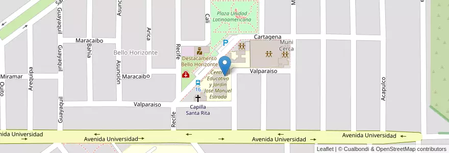 Mapa de ubicacion de Centro Educativo y Jardín José Manuel Estrada en アルゼンチン, コルドバ州, Departamento General San Martín, Pedanía Villa María, Municipio De Villa María, Villa María.