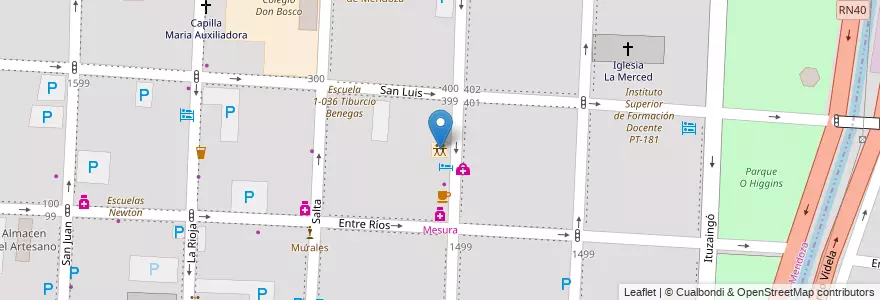 Mapa de ubicacion de Centro Empleados Comercio (OSECAC) en アルゼンチン, チリ, メンドーサ州, Departamento Capital, Ciudad De Mendoza, Sección 3ª Parque O'Higgins.