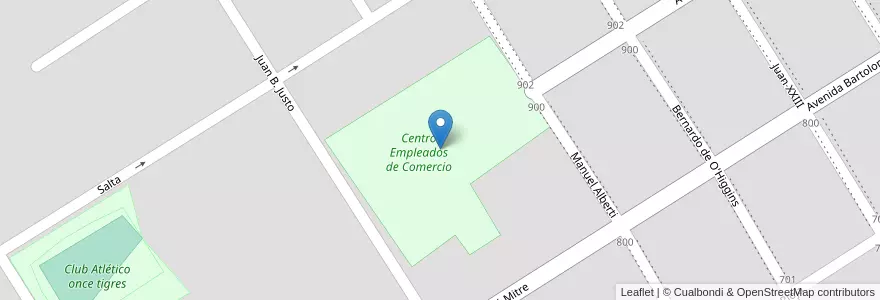 Mapa de ubicacion de Centro Empleados de Comercio en Arjantin, Buenos Aires, Partido De Nueve De Julio, Cuartel Nueve De Julio Rural, 9 De Julio.
