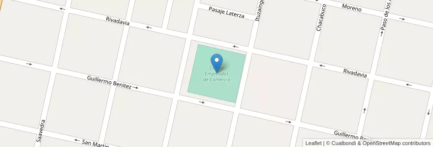 Mapa de ubicacion de Centro Empleados de Comercio en Arjantin, Santa Fe, Departamento Belgrano, Municipio De Las Rosas.