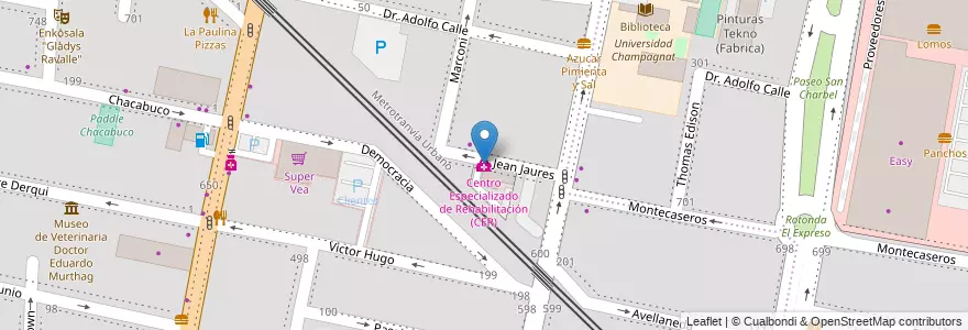 Mapa de ubicacion de Centro Especializado de Rehabilitación (CER) en Аргентина, Чили, Мендоса, Godoy Cruz, Departamento Godoy Cruz, Distrito Ciudad De Godoy Cruz.