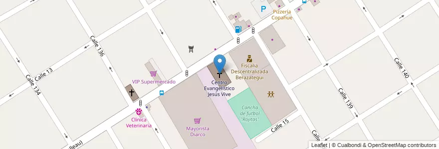 Mapa de ubicacion de Centro Evangelístico Jesús Vive en Arjantin, Buenos Aires, Partido De Berazategui, Berazategui.