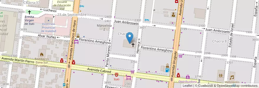 Mapa de ubicacion de Centro Familiar Amigos de Jesús en 아르헨티나, Misiones, Departamento Capital, Municipio De Posadas, Posadas.