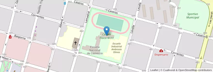 Mapa de ubicacion de Centro Físico Nº11 en Argentinien, Provinz Córdoba, Departamento Río Cuarto, Pedanía Río Cuarto, Municipio De Río Cuarto, Río Cuarto.