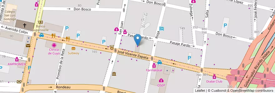 Mapa de ubicacion de Centro Honda Mza en الأرجنتين, تشيلي, Mendoza, Departamento Capital, Sección 3ª Parque O'Higgins, Ciudad De Mendoza, Sección 2ª Barrio Cívico.
