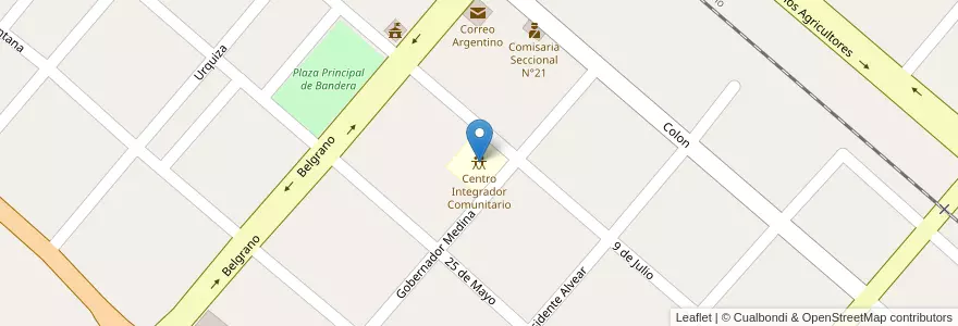Mapa de ubicacion de Centro Integrador Comunitario en 阿根廷, Santiago Del Estero, Departamento Belgrano.