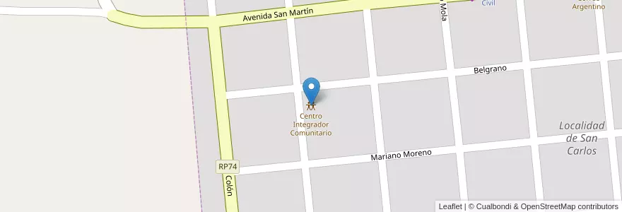 Mapa de ubicacion de Centro Integrador Comunitario en 阿根廷, Corrientes, Departamento Ituzaingó, Municipio De San Carlos.