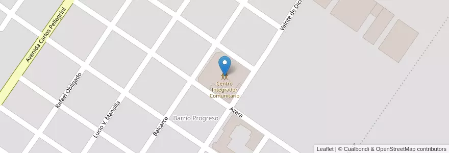 Mapa de ubicacion de Centro Integrador Comunitario en 아르헨티나, 부에노스아이레스주, Partido De Rojas, Rojas.