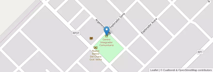 Mapa de ubicacion de Centro Integrador Comunitario en 아르헨티나, Chaco, Departamento Bermejo, Municipio De General Vedia, General Vedia.