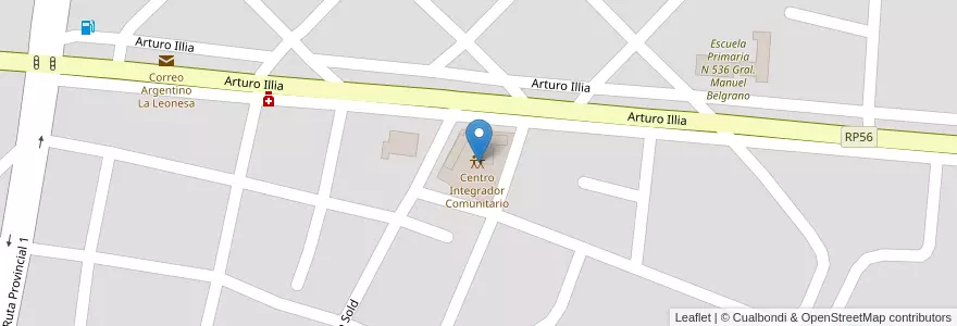 Mapa de ubicacion de Centro Integrador Comunitario en アルゼンチン, チャコ州, Departamento Bermejo, Municipio De La Leonesa, La Leonesa - Las Palmas.