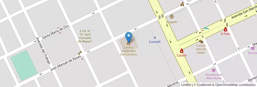 Mapa de ubicacion de Centro Integrador Comunitario en 아르헨티나, Chaco, Departamento General Güemes, Municipio De Juan José Castelli, Juan José Castelli, Juan Jose Castelli.