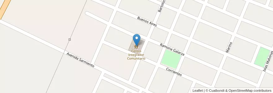 Mapa de ubicacion de Centro Integrador Comunitario en Arjantin, Corrientes, Departamento Lavalle, Municipio De Santa Lucía.