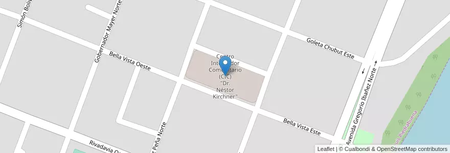 Mapa de ubicacion de Centro Integrador Comunitario (CIC) "Dr. Néstor Kirchner" en آرژانتین, شیلی, استان سانتا کروس، آرژانتین, Corpen Aike, Comandante Luis Piedrabuena, Comandante Luis Piedrabuena.