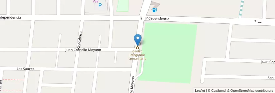 Mapa de ubicacion de Centro integrador comunitario en アルゼンチン, チリ, メンドーサ州, Departamento Las Heras, Distrito El Plumerillo.