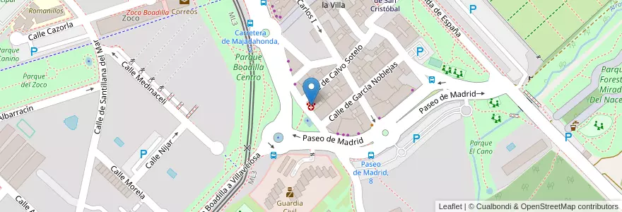 Mapa de ubicacion de Centro Integral Canino en スペイン, マドリード州, Comunidad De Madrid, Área Metropolitana De Madrid Y Corredor Del Henares, Boadilla Del Monte.