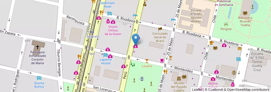Mapa de ubicacion de Centro Integral Nefrologico en Argentinië, Chili, Mendoza, Departamento Capital, Sección 2ª Barrio Cívico, Ciudad De Mendoza.