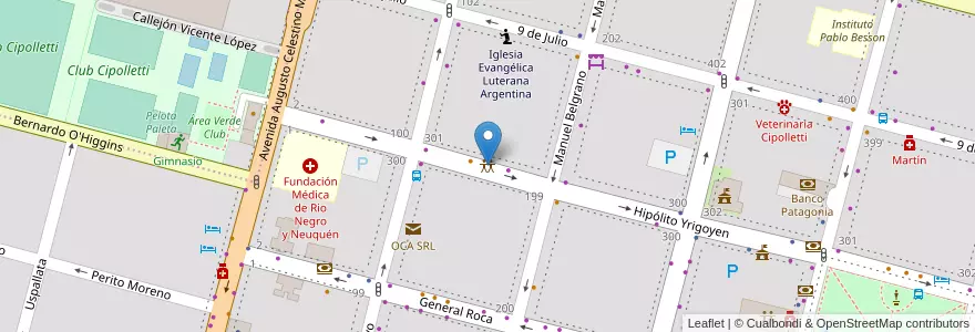 Mapa de ubicacion de Centro Israelita de Cipolletti, Allen y Neuquén en آرژانتین, شیلی, استان ریو نگرو، آرژانتین, Cipolletti, Departamento General Roca.