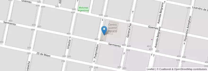 Mapa de ubicacion de Centro Juvenil Agrario en Аргентина, Кордова, Departamento Marcos Juárez, Pedanía Saladillo, Municipio De Monte Buey, Monte Buey.