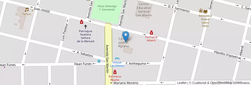 Mapa de ubicacion de Centro Juvenil Agrario en Argentinië, Córdoba, Departamento Río Cuarto, Pedanía Cautiva, Municipio De Adelia María, Adelia María.
