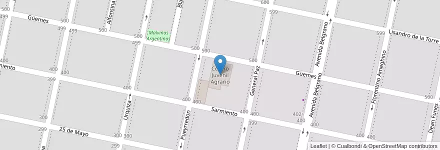 Mapa de ubicacion de Centro Juvenil Agrario en Argentine, Córdoba, Departamento Marcos Juárez, Pedanía Saladillo, Municipio De Monte Buey, Monte Buey.