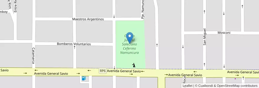 Mapa de ubicacion de Centro Juvenil Saleciano Ceferino Namuncura en Argentinien, Provinz Córdoba, Departamento Tercero Arriba, Municipio De Río Tercero, Pedanía Salto, Río Tercero.