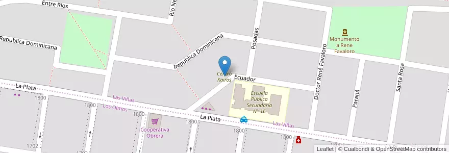 Mapa de ubicacion de Centro Kairos en アルゼンチン, リオネグロ州, General Roca, Departamento General Roca, General Roca.