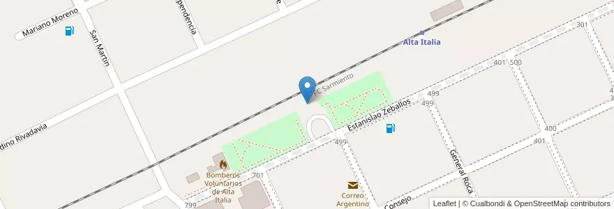 Mapa de ubicacion de Centro Laboral Nº 19 en アルゼンチン, ラ・パンパ州, Departamento Realicó, Municipio De Alta Italia.