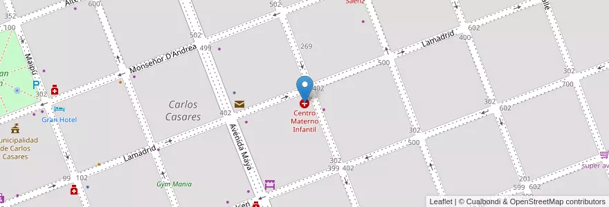 Mapa de ubicacion de Centro Materno Infantil en الأرجنتين, بوينس آيرس, Partido De Carlos Casares, Carlos Casares.