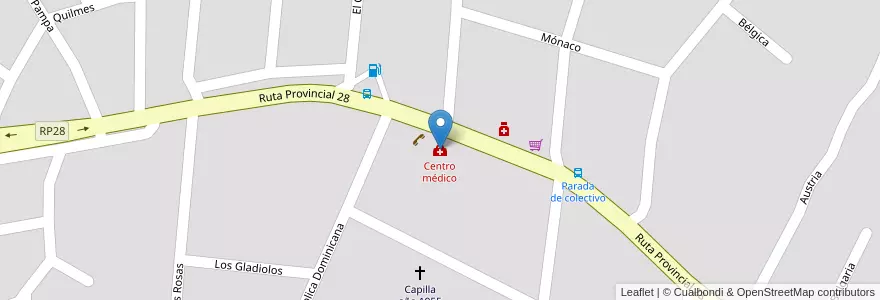 Mapa de ubicacion de Centro médico en Argentinië, Córdoba, Departamento Punilla, Pedanía San Roque, Municipio De Tanti, Tanti.