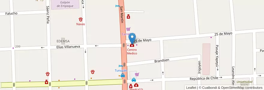 Mapa de ubicacion de Centro Medico en Argentinië, Chili, Mendoza, Departamento Tunuyán, Distrito Ciudad De Tunuyán.
