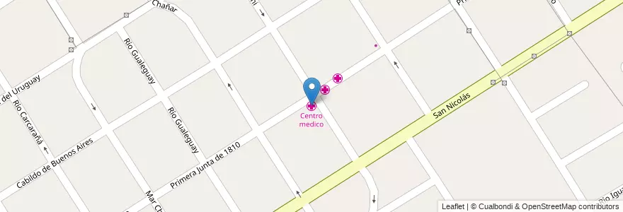 Mapa de ubicacion de Centro medico en アルゼンチン, ブエノスアイレス州, Partido De Florencio Varela, Villa Vatteone.