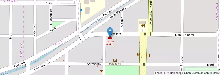 Mapa de ubicacion de Centro Médico en 阿根廷, 智利, 內烏肯省, Departamento Confluencia, Municipio De Plottier, Plottier.