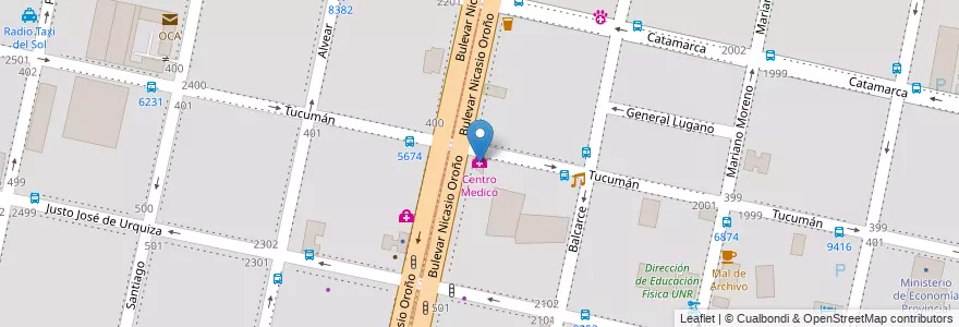 Mapa de ubicacion de Centro Medico en الأرجنتين, سانتا في, Departamento Rosario, Municipio De Rosario, روساريو.