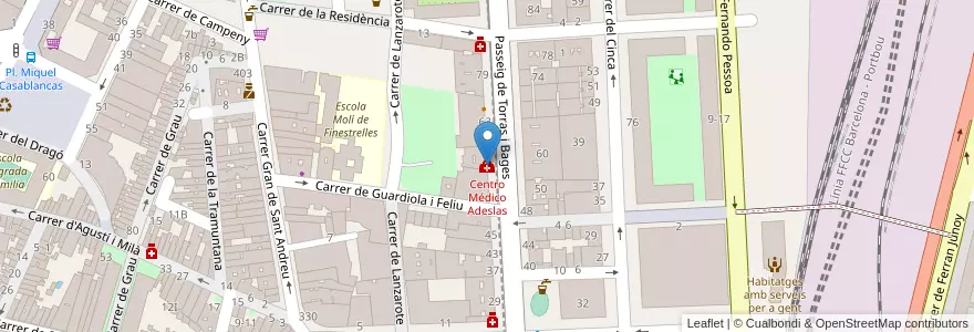Mapa de ubicacion de Centro Médico Adeslas en Spagna, Catalunya, Barcelona, Barcelonès, Barcelona.